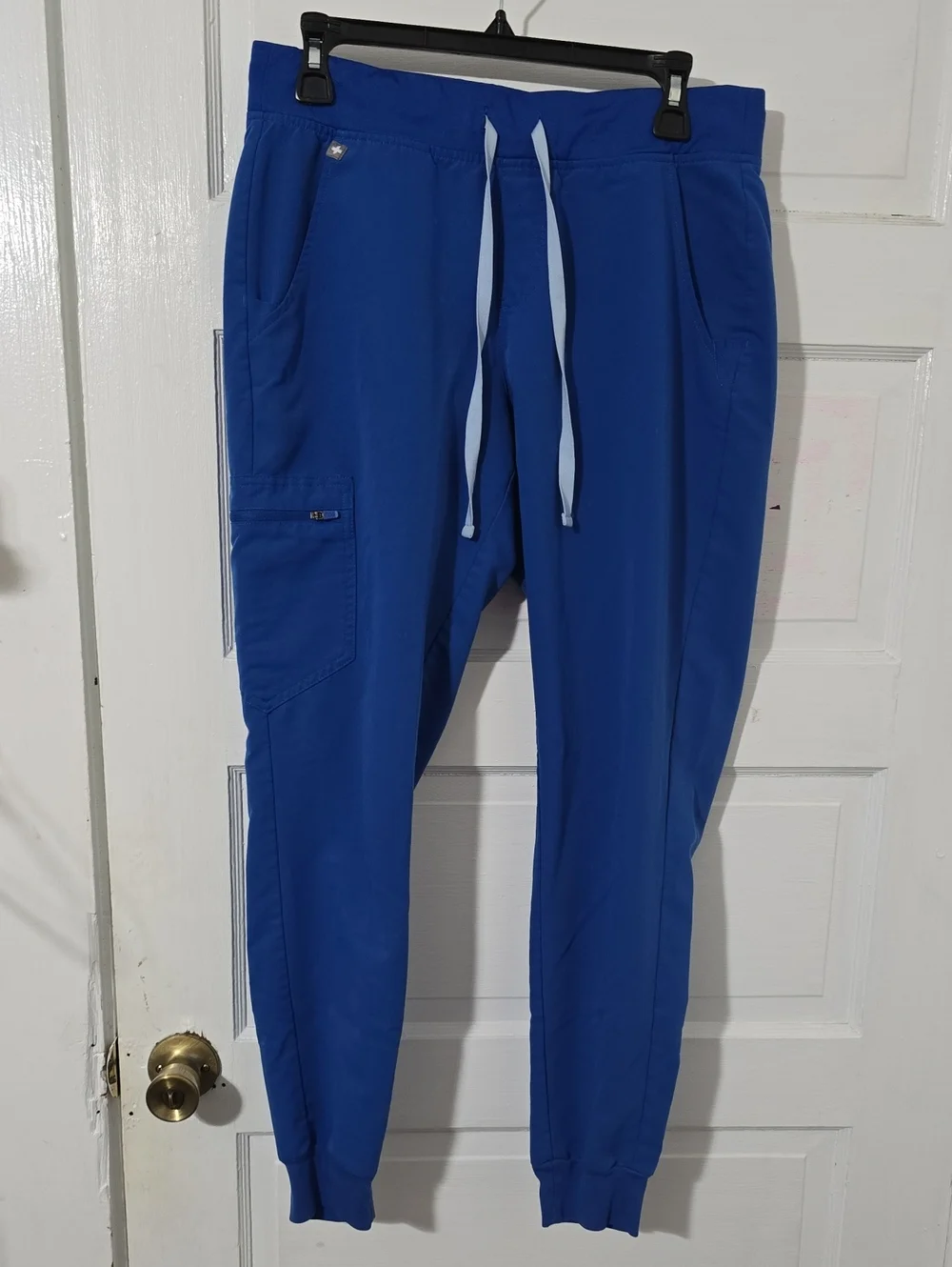 Figs Jogger Pants in Royal Blue with White Drawstrings